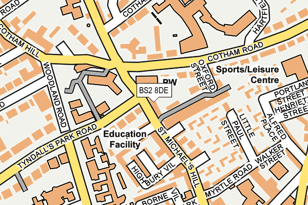 BS2 8DE map - OS OpenMap – Local (Ordnance Survey)