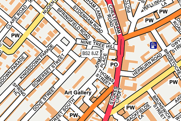 BS2 8JZ map - OS OpenMap – Local (Ordnance Survey)