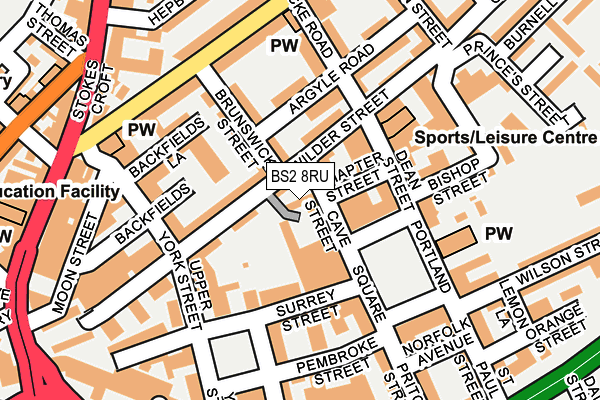 BS2 8RU map - OS OpenMap – Local (Ordnance Survey)