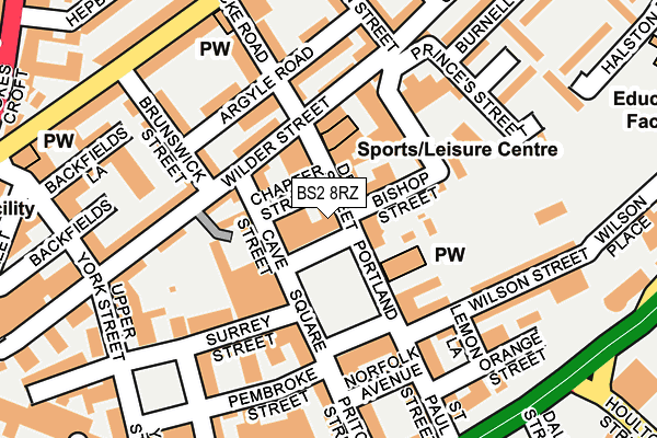 BS2 8RZ map - OS OpenMap – Local (Ordnance Survey)