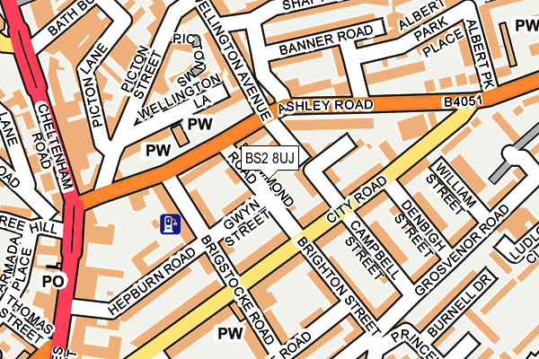 BS2 8UJ map - OS OpenMap – Local (Ordnance Survey)