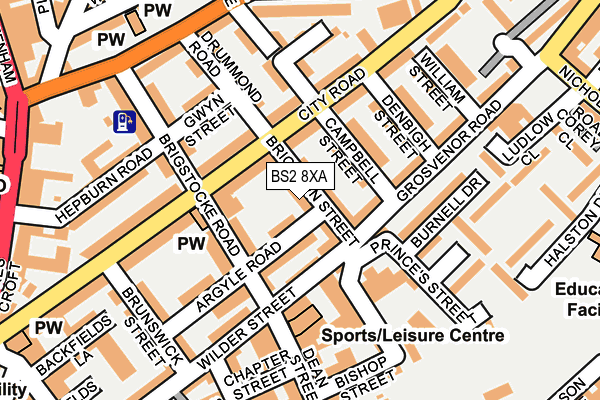 BS2 8XA map - OS OpenMap – Local (Ordnance Survey)