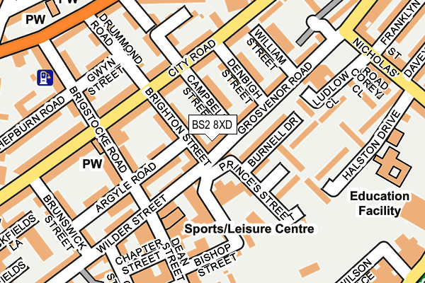 BS2 8XD map - OS OpenMap – Local (Ordnance Survey)