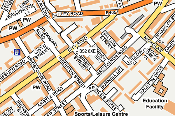 BS2 8XE map - OS OpenMap – Local (Ordnance Survey)