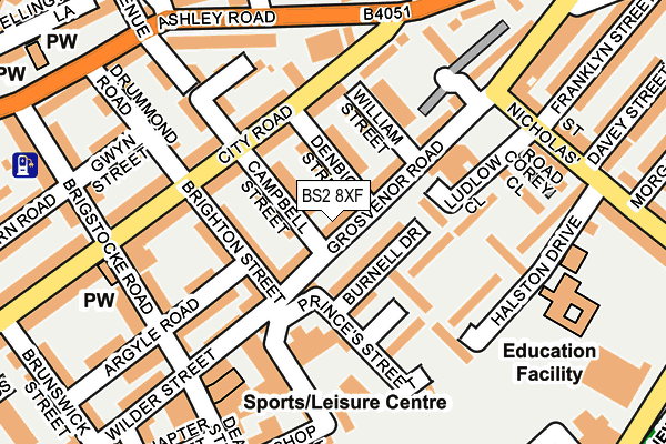 BS2 8XF map - OS OpenMap – Local (Ordnance Survey)