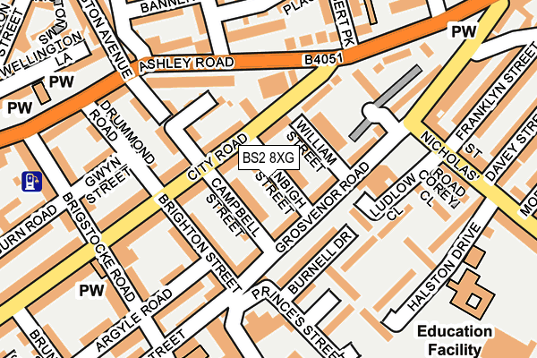 BS2 8XG map - OS OpenMap – Local (Ordnance Survey)