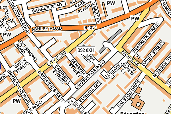 BS2 8XH map - OS OpenMap – Local (Ordnance Survey)