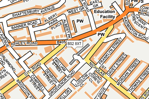 BS2 8XT map - OS OpenMap – Local (Ordnance Survey)