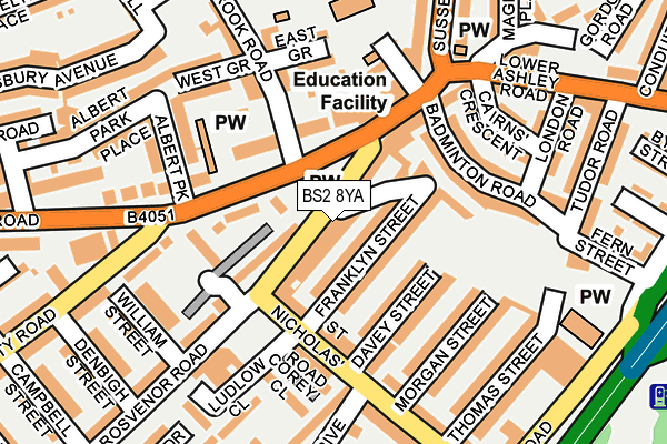 BS2 8YA map - OS OpenMap – Local (Ordnance Survey)