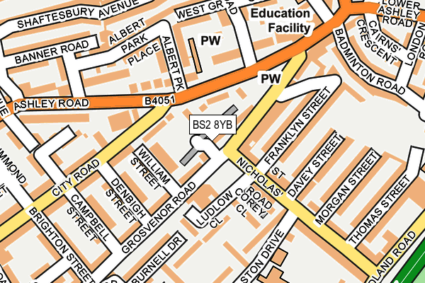 BS2 8YB map - OS OpenMap – Local (Ordnance Survey)