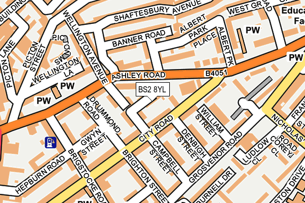 BS2 8YL map - OS OpenMap – Local (Ordnance Survey)