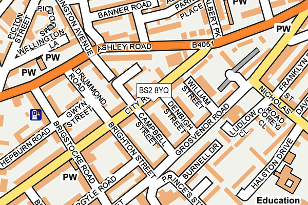BS2 8YQ map - OS OpenMap – Local (Ordnance Survey)