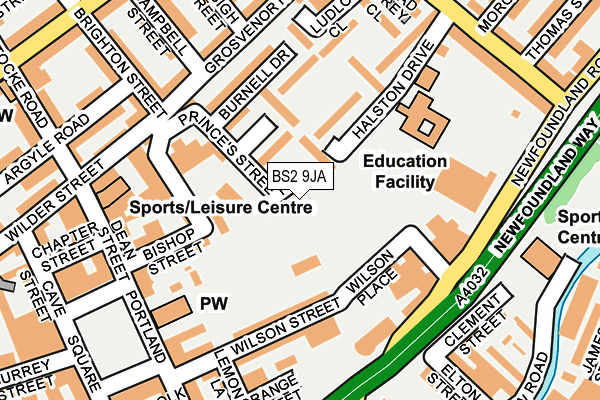 BS2 9JA map - OS OpenMap – Local (Ordnance Survey)