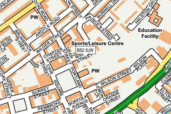 BS2 9JW map - OS OpenMap – Local (Ordnance Survey)