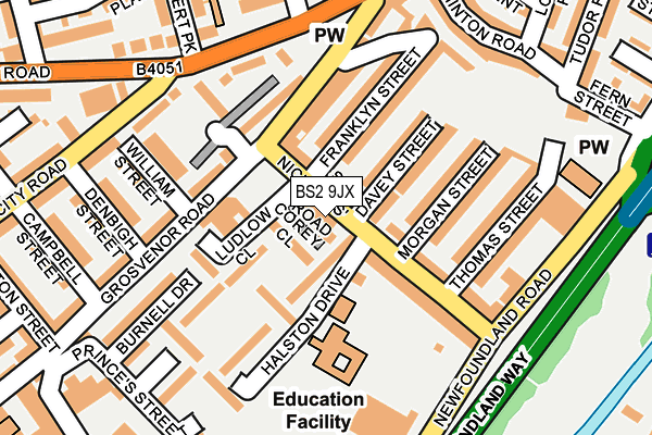 BS2 9JX map - OS OpenMap – Local (Ordnance Survey)