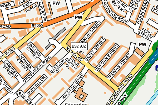 BS2 9JZ map - OS OpenMap – Local (Ordnance Survey)