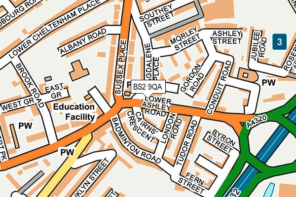 BS2 9QA map - OS OpenMap – Local (Ordnance Survey)