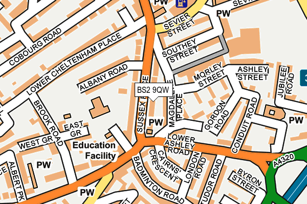 BS2 9QW map - OS OpenMap – Local (Ordnance Survey)