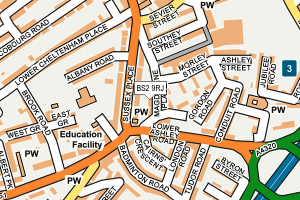 BS2 9RJ map - OS OpenMap – Local (Ordnance Survey)