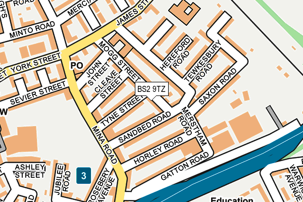 BS2 9TZ map - OS OpenMap – Local (Ordnance Survey)