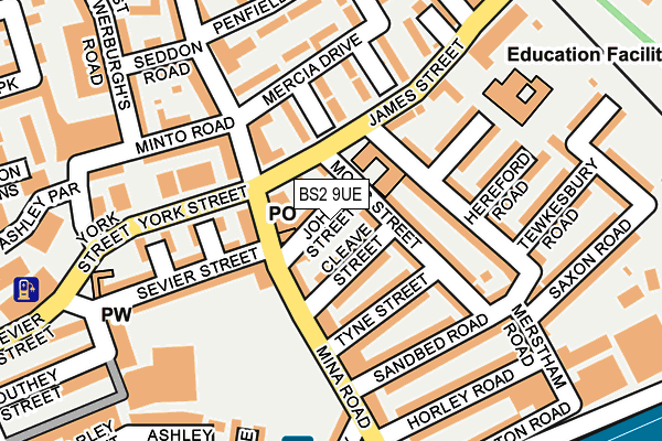 BS2 9UE map - OS OpenMap – Local (Ordnance Survey)