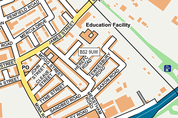 BS2 9UW map - OS OpenMap – Local (Ordnance Survey)