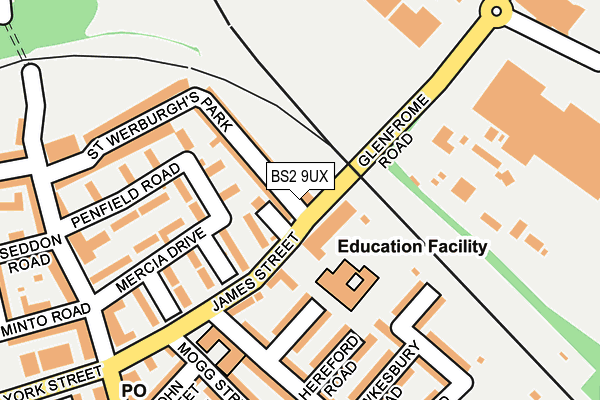 BS2 9UX map - OS OpenMap – Local (Ordnance Survey)