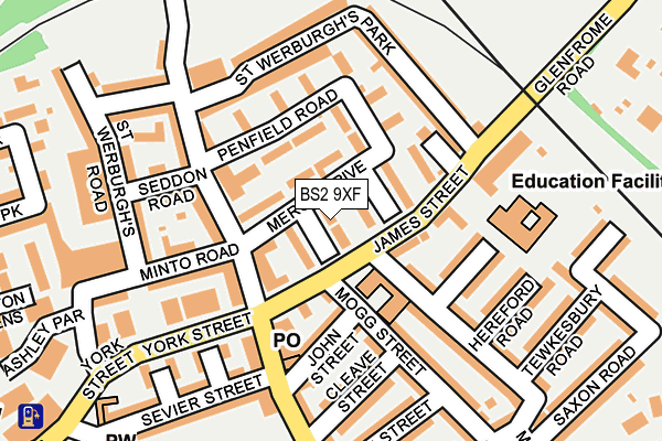 BS2 9XF map - OS OpenMap – Local (Ordnance Survey)