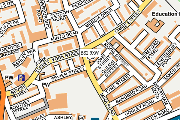 BS2 9XW map - OS OpenMap – Local (Ordnance Survey)