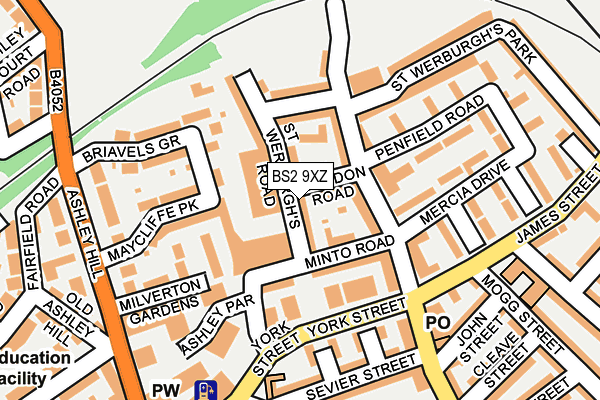 BS2 9XZ map - OS OpenMap – Local (Ordnance Survey)