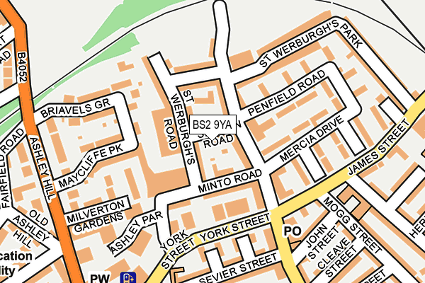 BS2 9YA map - OS OpenMap – Local (Ordnance Survey)