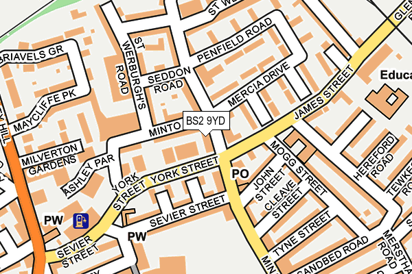 BS2 9YD map - OS OpenMap – Local (Ordnance Survey)