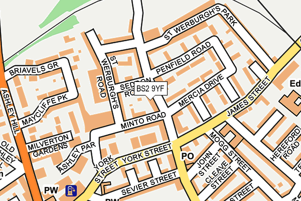 BS2 9YF map - OS OpenMap – Local (Ordnance Survey)