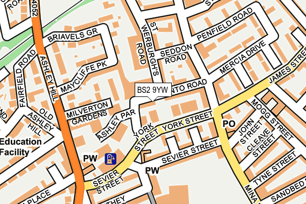 BS2 9YW map - OS OpenMap – Local (Ordnance Survey)