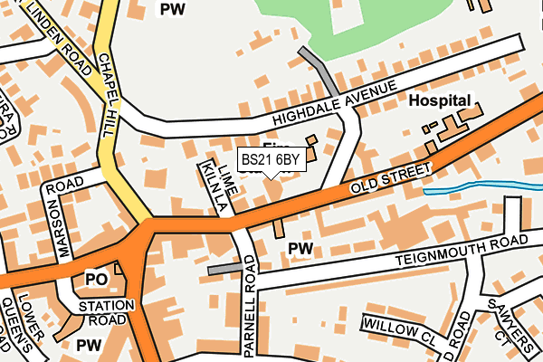 BS21 6BY map - OS OpenMap – Local (Ordnance Survey)