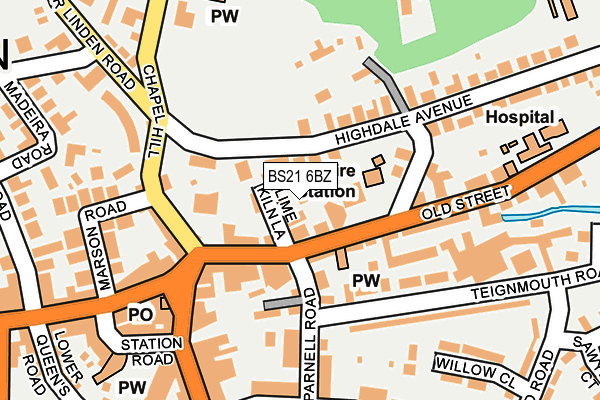 BS21 6BZ map - OS OpenMap – Local (Ordnance Survey)