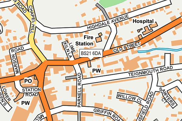 BS21 6DA map - OS OpenMap – Local (Ordnance Survey)