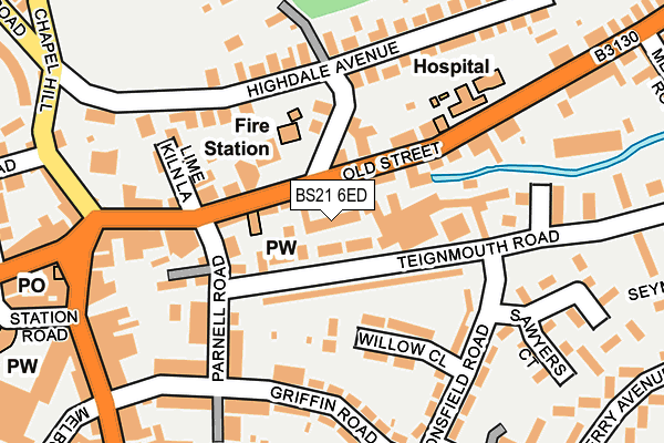 BS21 6ED map - OS OpenMap – Local (Ordnance Survey)