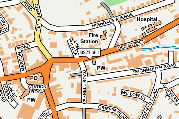 BS21 6FJ map - OS OpenMap – Local (Ordnance Survey)