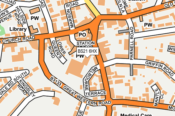 BS21 6HX map - OS OpenMap – Local (Ordnance Survey)