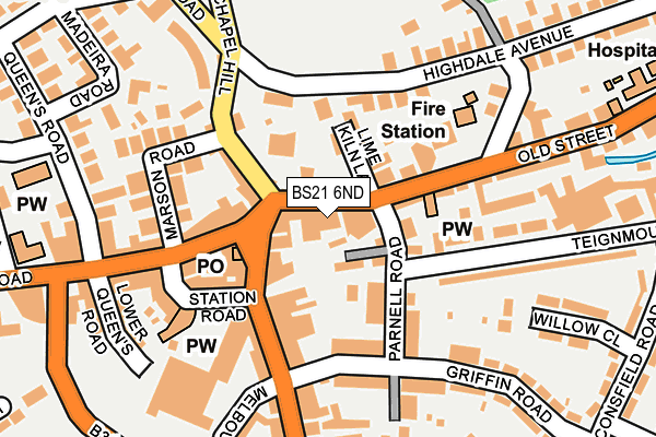 BS21 6ND map - OS OpenMap – Local (Ordnance Survey)