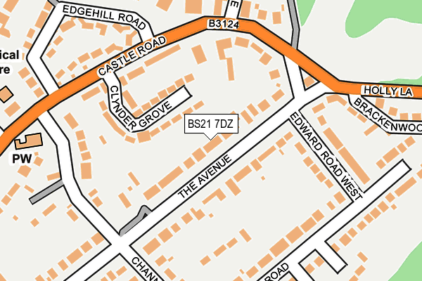 BS21 7DZ map - OS OpenMap – Local (Ordnance Survey)