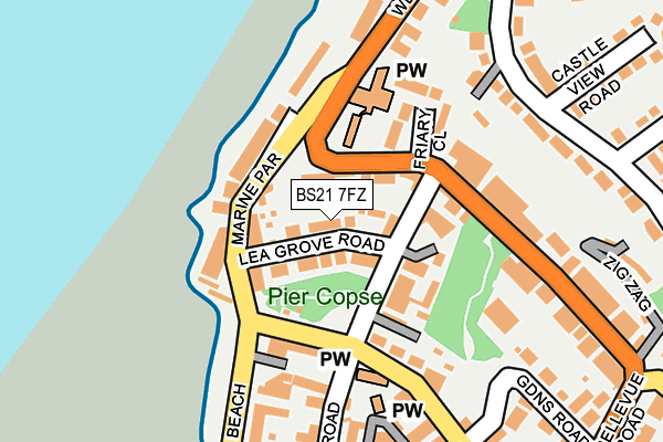 BS21 7FZ map - OS OpenMap – Local (Ordnance Survey)