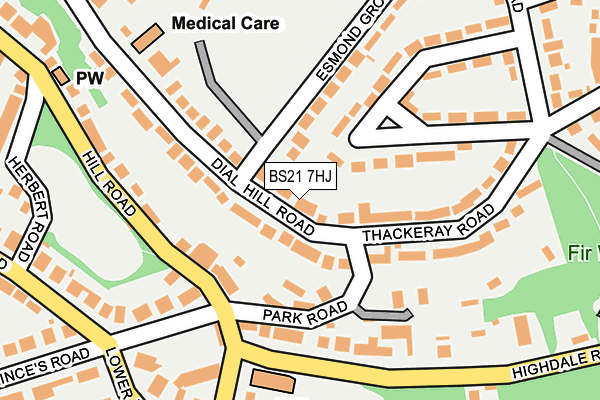 BS21 7HJ map - OS OpenMap – Local (Ordnance Survey)