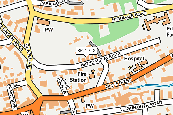 BS21 7LX map - OS OpenMap – Local (Ordnance Survey)