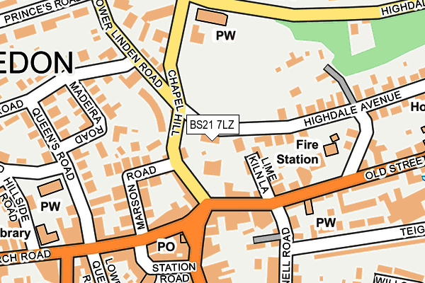 BS21 7LZ map - OS OpenMap – Local (Ordnance Survey)