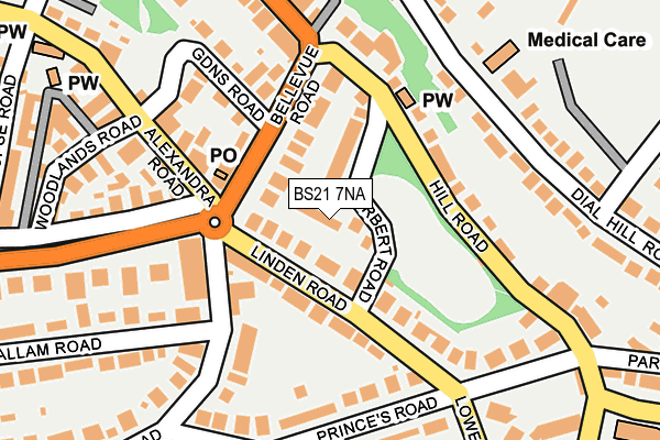 BS21 7NA map - OS OpenMap – Local (Ordnance Survey)