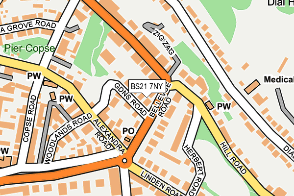 BS21 7NY map - OS OpenMap – Local (Ordnance Survey)