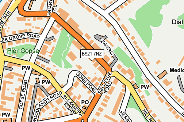 BS21 7NZ map - OS OpenMap – Local (Ordnance Survey)