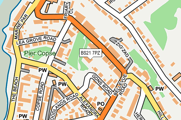 BS21 7PZ map - OS OpenMap – Local (Ordnance Survey)